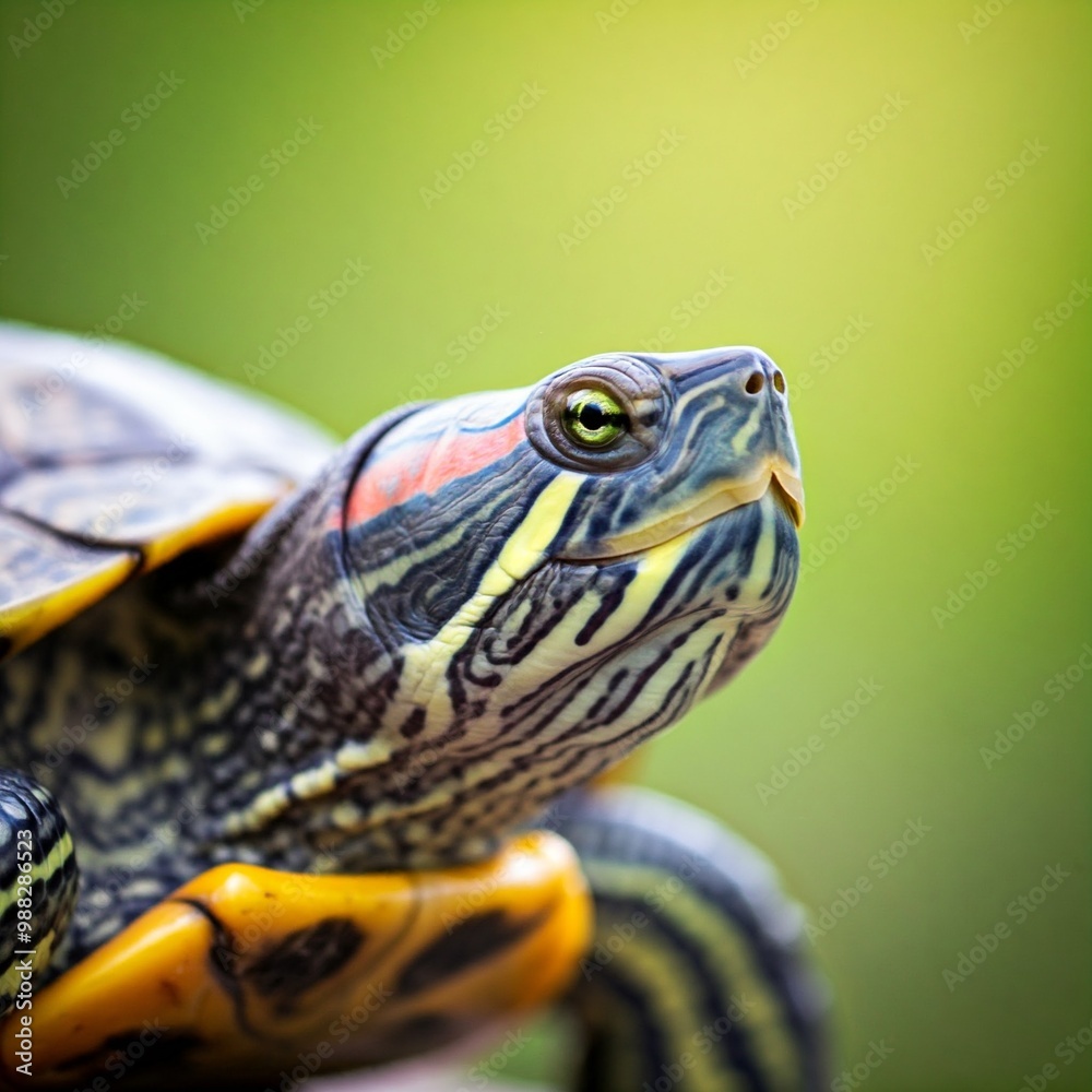 A close-up of a Brazilian turtle's head. A close-up of a Brazilian turtle's head.