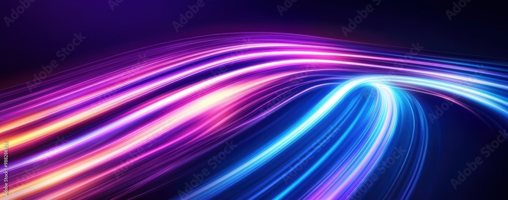 Abstract Glowing Light Trails in Purple and Blue Colors on Dark Background Abstract Glowing Light Trails in Purple and Blue Colors on Dark Background