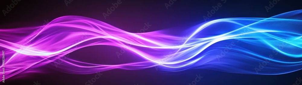 Fototapeta premium Abstract Purple and Blue Light Waves on Dark Background