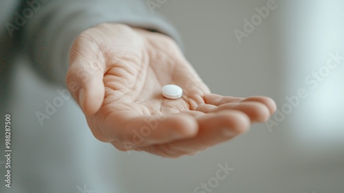 Wallpaper Mural Managing Parkinson's Disease: Hand of Patient Holding Medication with Neurological Treatment Label Close-Up Torontodigital.ca