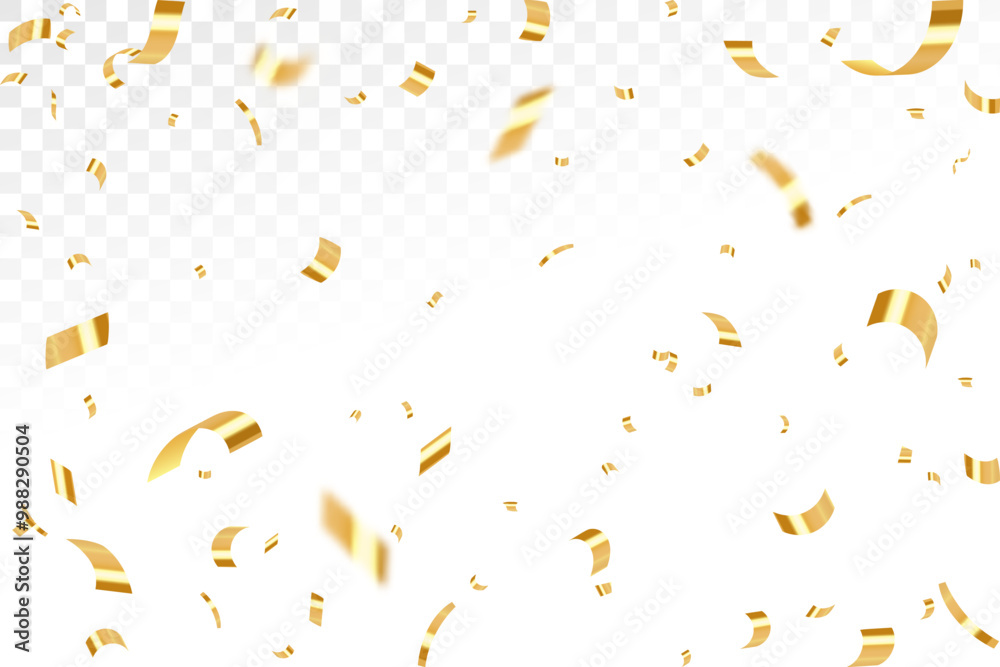 Gold confetti template. Shiny ribbons falling on abstract background. Design template for party celebration and birthday banner background, confetti, Gold confetti template. Shiny ribbons falling on abstract background. Design template for party celebration and birthday banner background, confetti,
