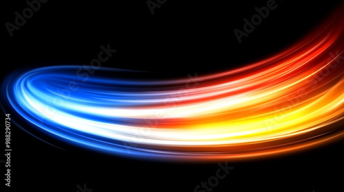 Vibrant abstract light wave in blue, orange, and white colors. Perfect for backgrounds, digital art, and motion graphics.