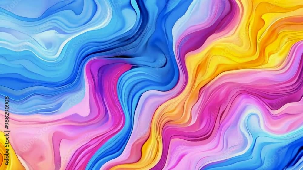 Abstract colorful background with smooth curves and waves in pink, blue, and yellow. Abstract colorful background with smooth curves and waves in pink, blue, and yellow.