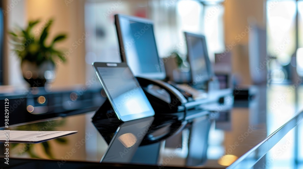 Reception Desk: A welcoming area where visitors are greeted and guided ...