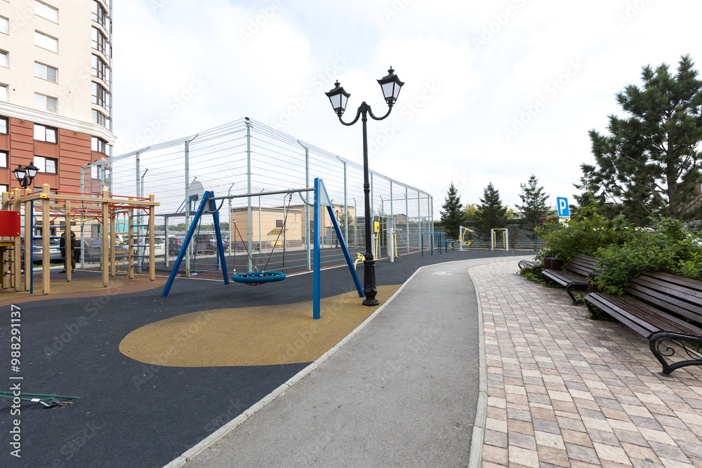 children's playground on the territory of an apartment building children's playground on the territory of an apartment building