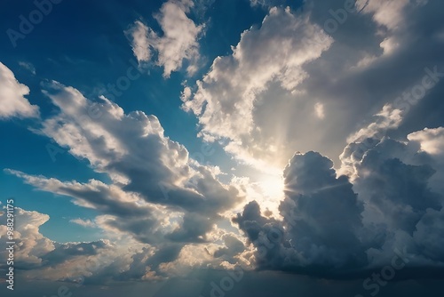 Sky timelapse beautiful background, blue sky with clouds and sun, Amazing light of nature cloudscape sky, Nature environment background Generative AI