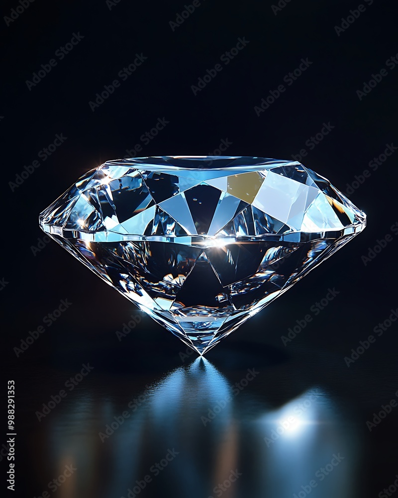 Large, realistic, brilliant diamond, blue tones, depth, extended background, representing courage, power, strength, confidence in Central American businessmen and companies, black background color, ri Large, realistic, brilliant diamond, blue tones, depth, extended background, representing courage, power, strength, confidence in Central American businessmen and companies, black background color, ri