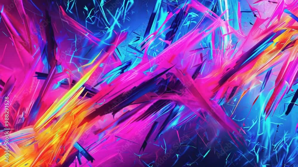 Abstract colorful background with intersecting lines in blue, pink, yellow, and orange hues.