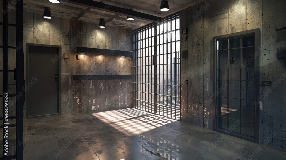 Holding Cell: A secure, minimal room designed for temporary detention, featuring solid doors and bars to ensure safety and prevent access to outside elements.
Holding Cell: A secure, minimal room designed for temporary detention, featuring solid doors and bars to ensure safety and prevent access to outside elements.