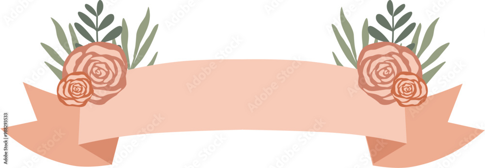 Vector hand drawn floral ribbon banner for wedding invitation, poster, card, brochure or scrapbook Vector hand drawn floral ribbon banner for wedding invitation, poster, card, brochure or scrapbook