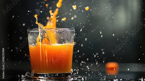 Vibrant Carrot Juice Splash: A Healthy and Refreshing Drink. Carrot juice.