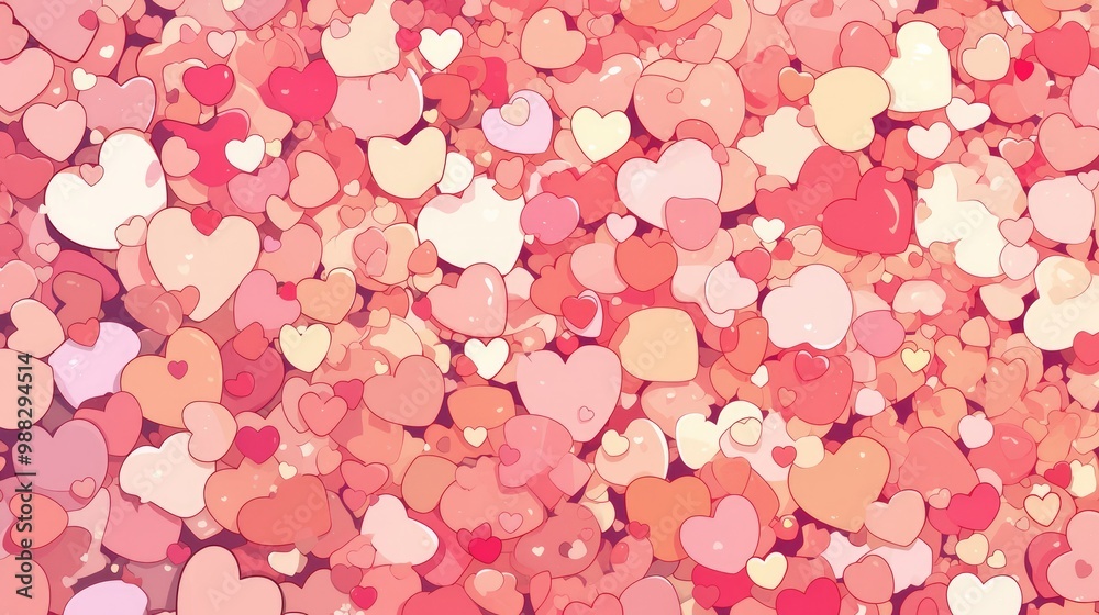 Hand drawn vector illustration featuring a background pattern of pink hearts Hand drawn vector illustration featuring a background pattern of pink hearts