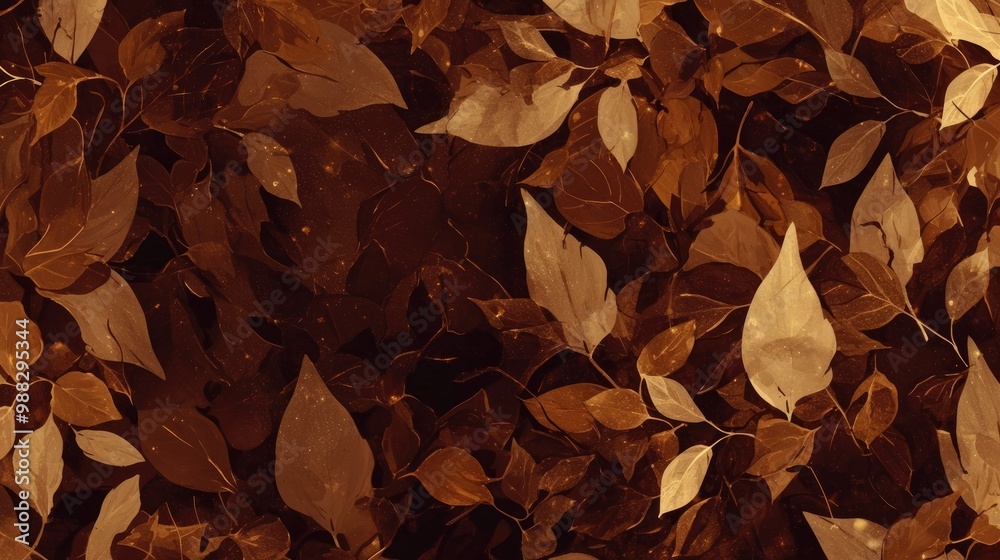 Abstract representation of leaves in deep brown hues Created with oil paint ideal for wall decor wallpaper and mural applications Abstract representation of leaves in deep brown hues Created with oil paint ideal for wall decor wallpaper and mural applications