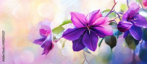 Vibrant painting of a violet garlic vine flower with a selective focus effect photo