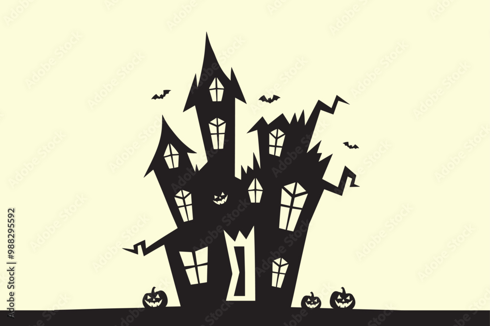 Halloween Haunted House Silhouette Vector Design Art Halloween Haunted House Silhouette Vector Design Art