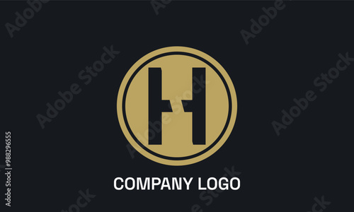 H Logo illustration of an background with gold and silver