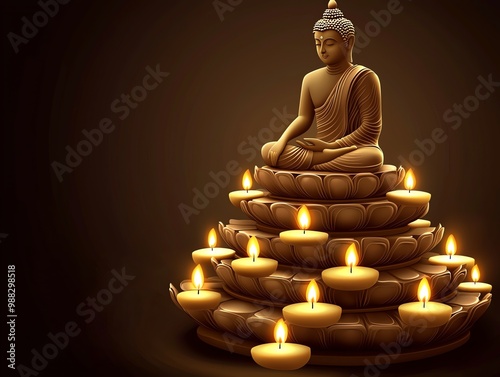 Buddha purnima vesak background with copy space for photo