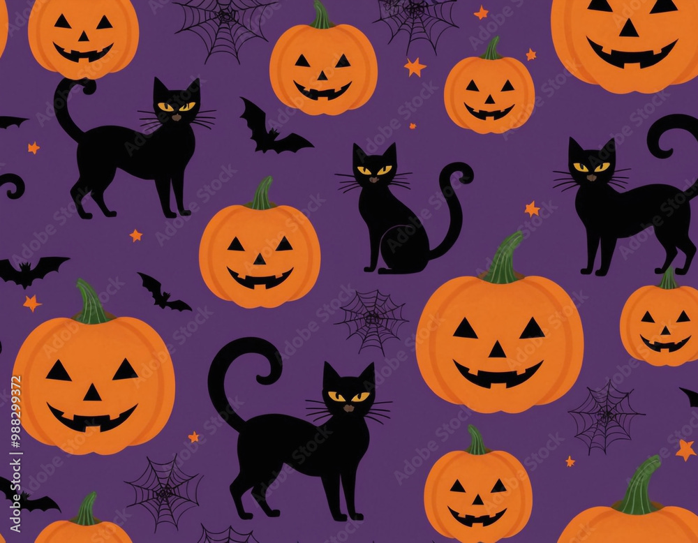Halloween Pumpkins and Bats Pattern Halloween Pumpkins and Bats Pattern