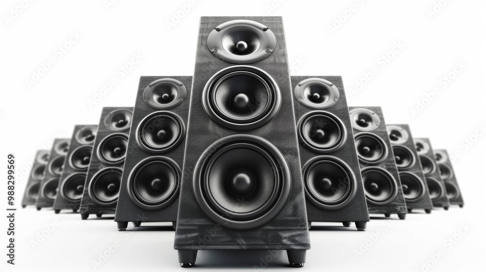 Soundfield amplification systems for enhancing sound for groups of listeners isolated on white background Soundfield amplification systems for enhancing sound for groups of listeners isolated on white background
