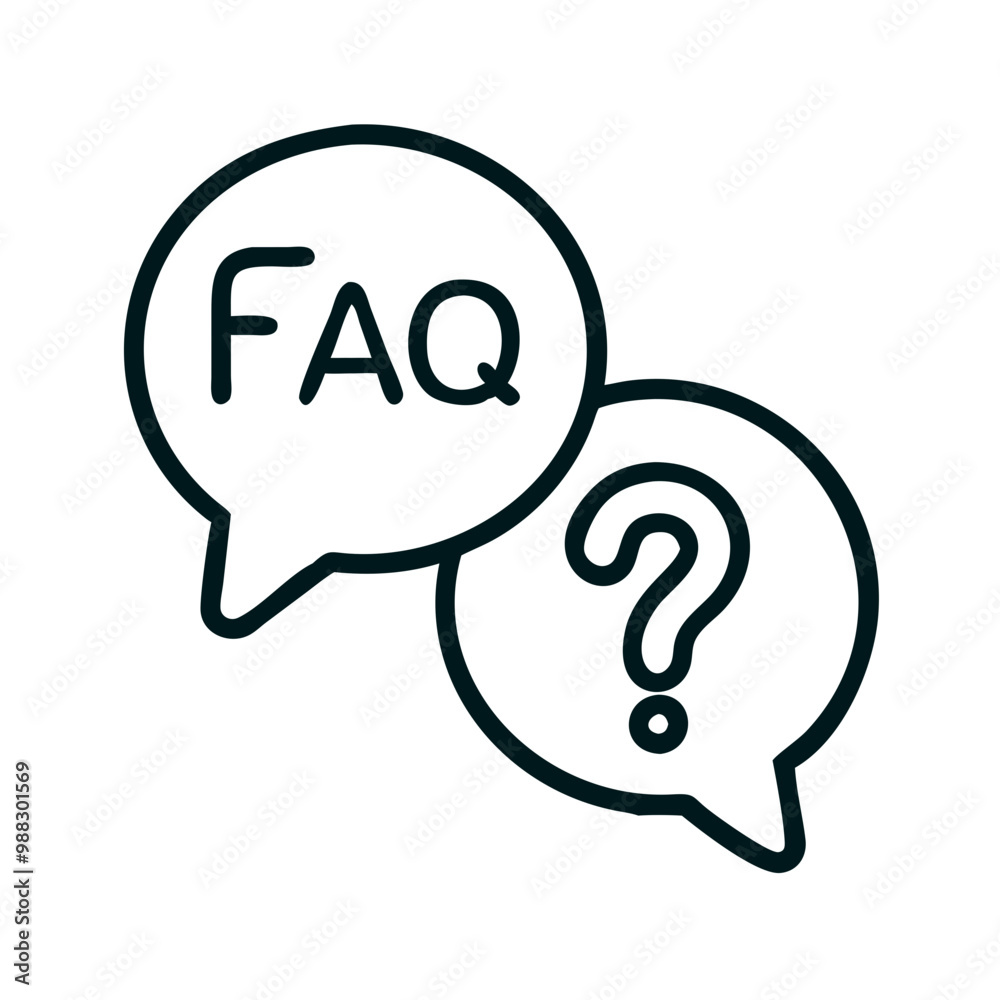 FAQ icons featuring a question mark and the word FAQ in speech bubbles FAQ icons featuring a question mark and the word FAQ in speech bubbles