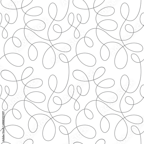 Seamless continuous line pattern. Abstract squiggly background with continuous lines. Curvy intersections of ropes