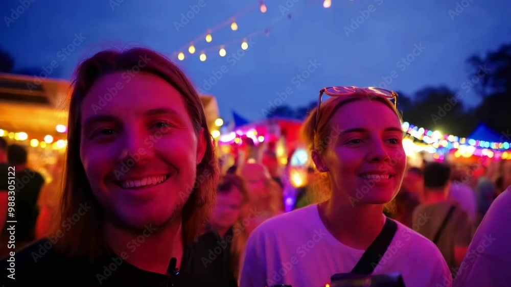People having fun on the music festival at night People having fun on the music festival at night