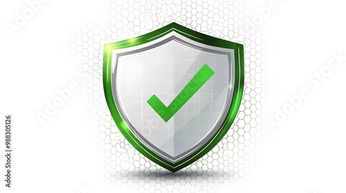 Free Download Protection. Healthcare. Insurance. Cyber security. Network safety. Protection shield with green Check mark icon inside transparent sphere shield with hexagon pattern on white background. Vector illust - GFXLoad