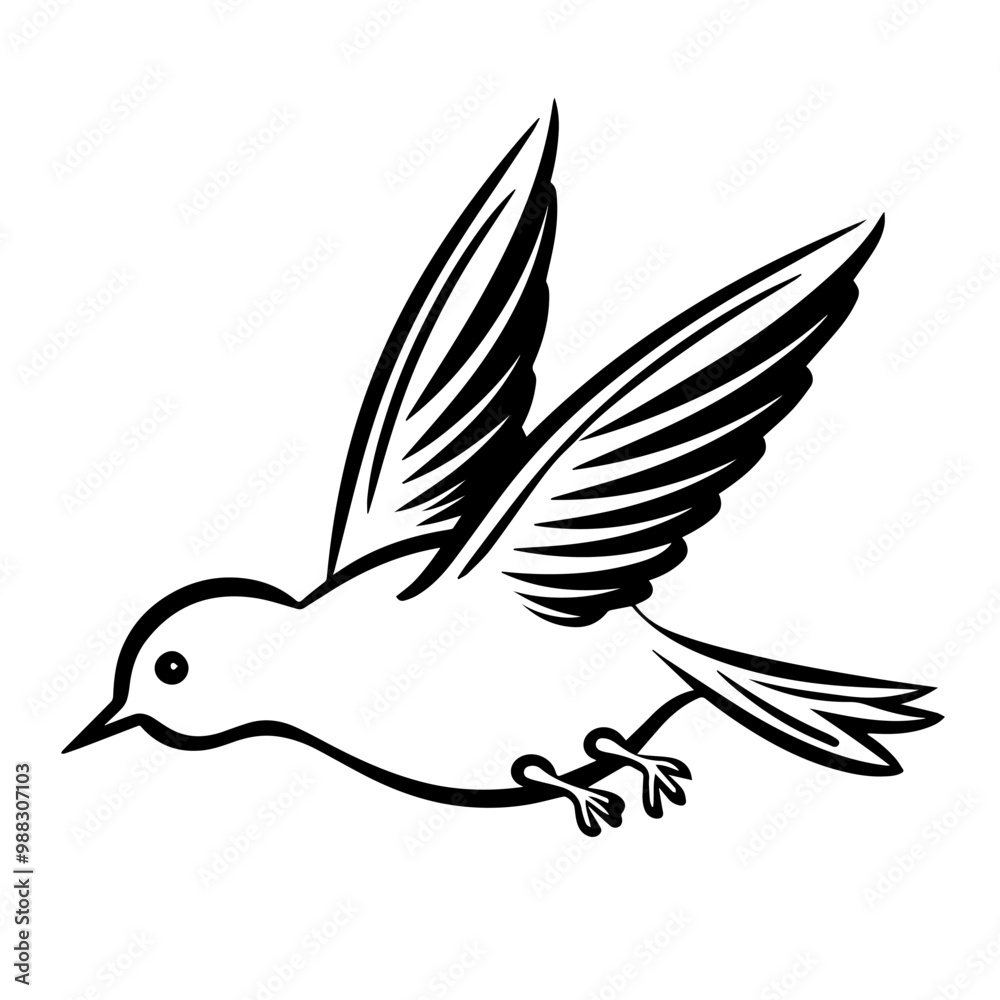 Obraz premium Simple outline icon of a bird in vector, versatile for nature-themed designs.