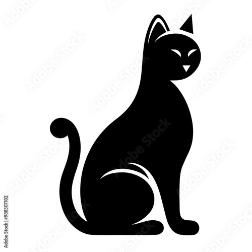 Elegant outline icon of a black cat silhouette in vector, perfect for Halloween designs.