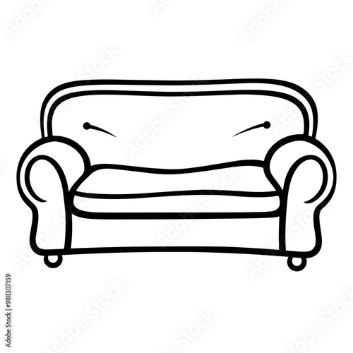 Sleek vector outline of a contemporary sofa icon.