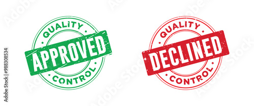 Approved and declined stamp sign symbol scratch grunge texture set