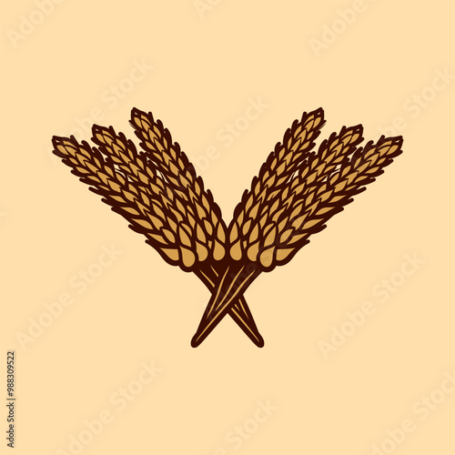 bunch of wheat art style sketch classic vintage design illustration