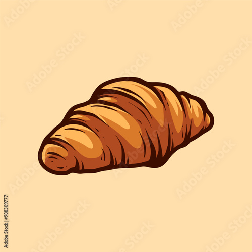 croissant line art style sketch classic vintage design illustration