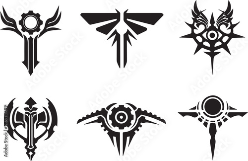 Symmetry and Spirit Tribal Symbol Designs. Ancient Echoes Intricate Tribal Icons