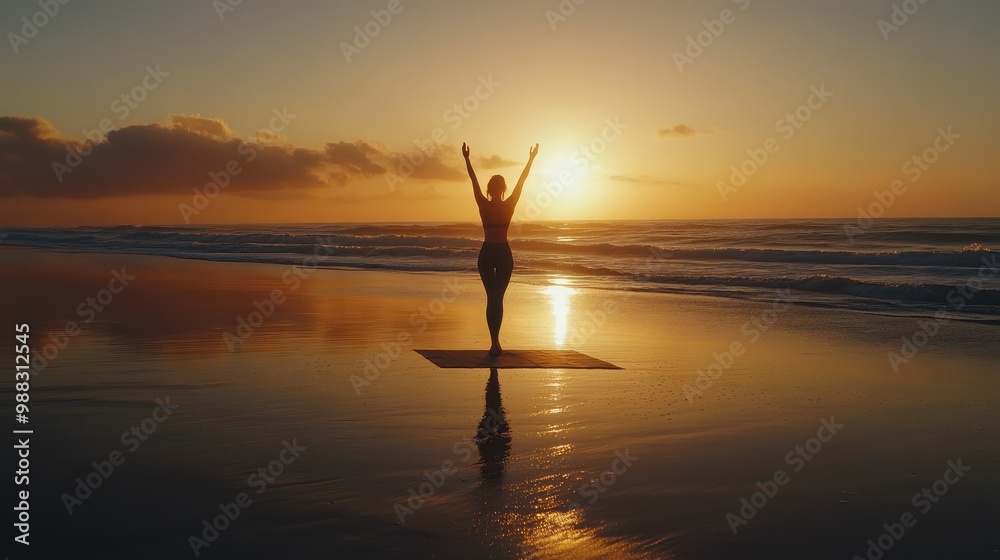 Serene Sunset Silhouette: A Moment of Reflection and Tranquility Serene Sunset Silhouette: A Moment of Reflection and Tranquility