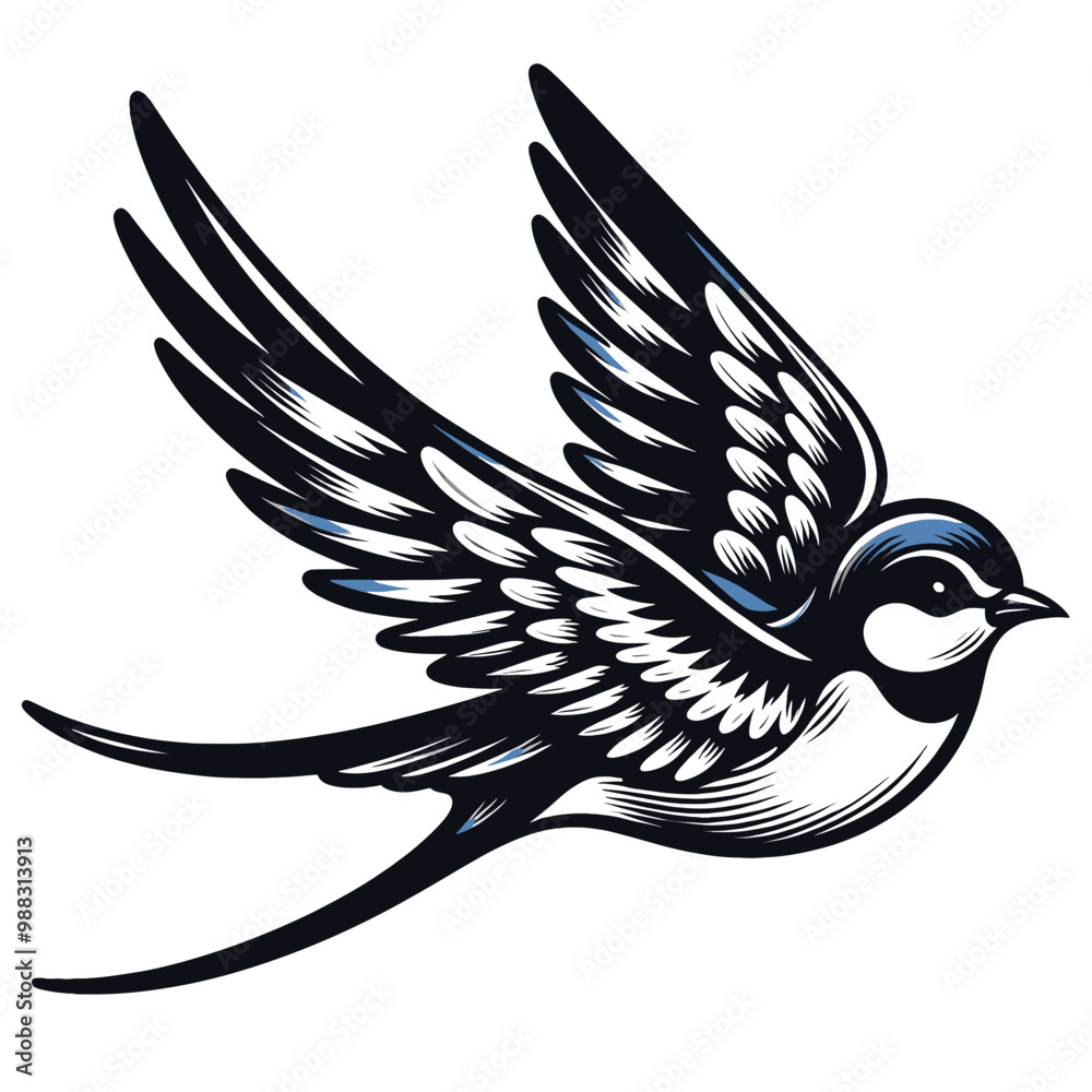 Obraz premium Elegant Swallow Bird in Flight Vector Illustration