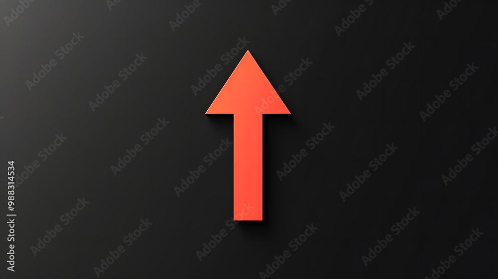 A simple orange arrow pointing upwards on a black background A simple orange arrow pointing upwards on a black background