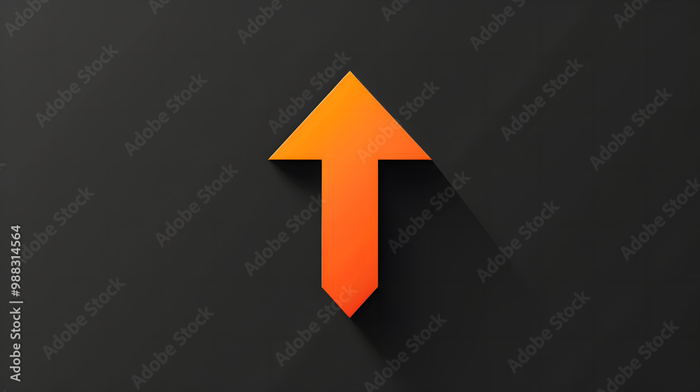 A simple orange arrow pointing upwards on a black background A simple orange arrow pointing upwards on a black background