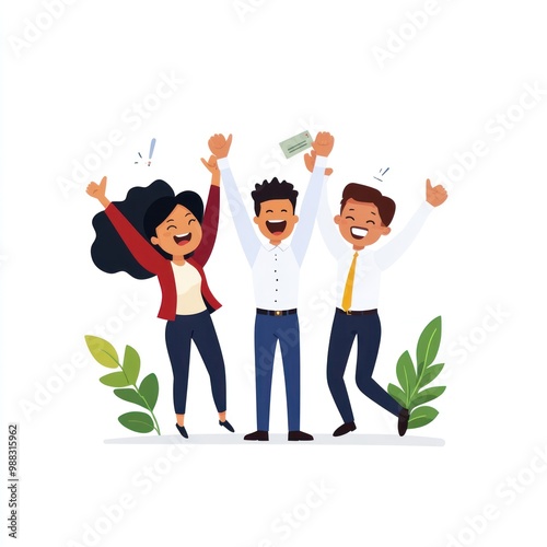 Obraz na płótnie A business owner celebrating with a team after receiving a government grant notification w salonie