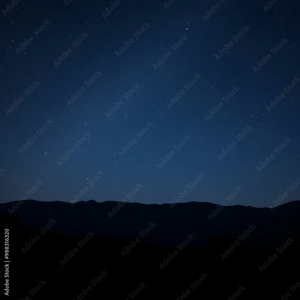 Starry clear sky view with nature landscape