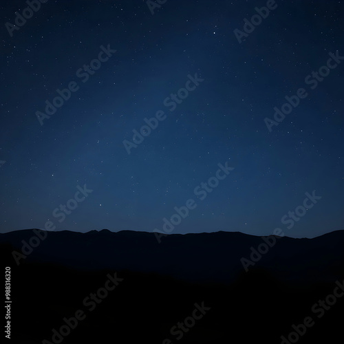 Starry clear sky view with nature landscape