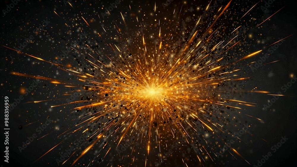 Black Background with Orange Golden Sparks in Minimalistic Style Black Background with Orange Golden Sparks in Minimalistic Style