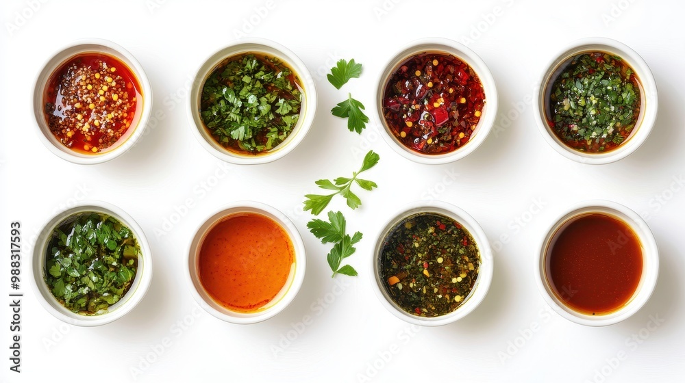 Flavorful Sauces and Condiments in Bowls Flavorful Sauces and Condiments in Bowls