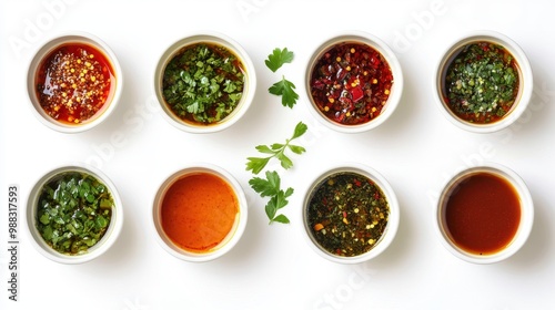 Flavorful Sauces and Condiments in Bowls