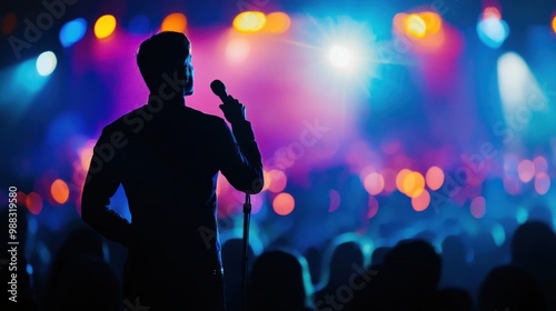 a performer giving an inspiring speech on stage.