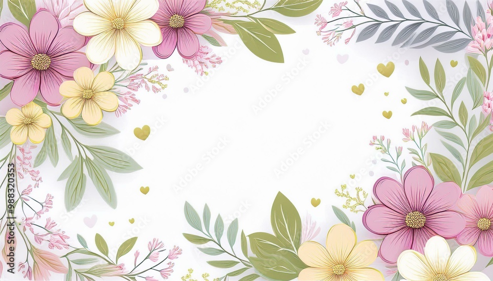Obraz premium Invitation card floral design template