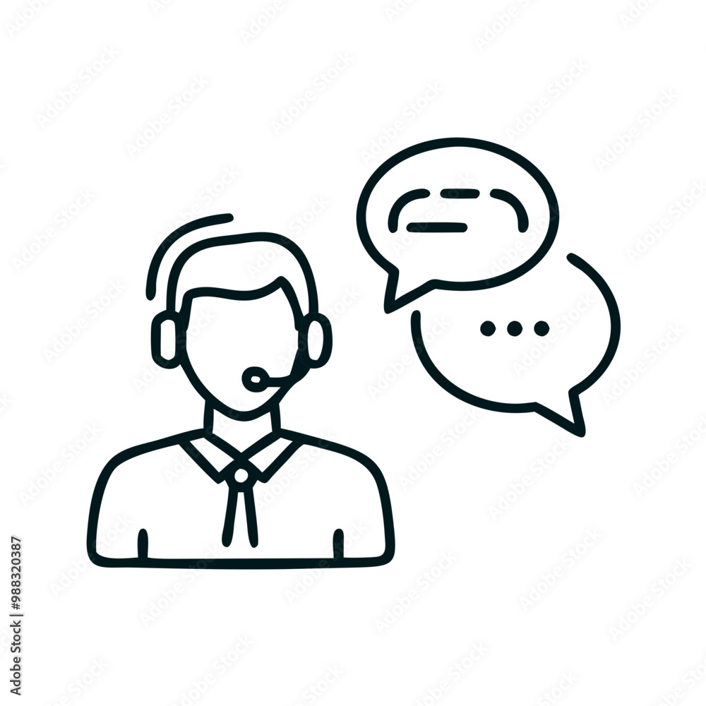 Customer support agent with a headset and speech bubble Customer support agent with a headset and speech bubble
