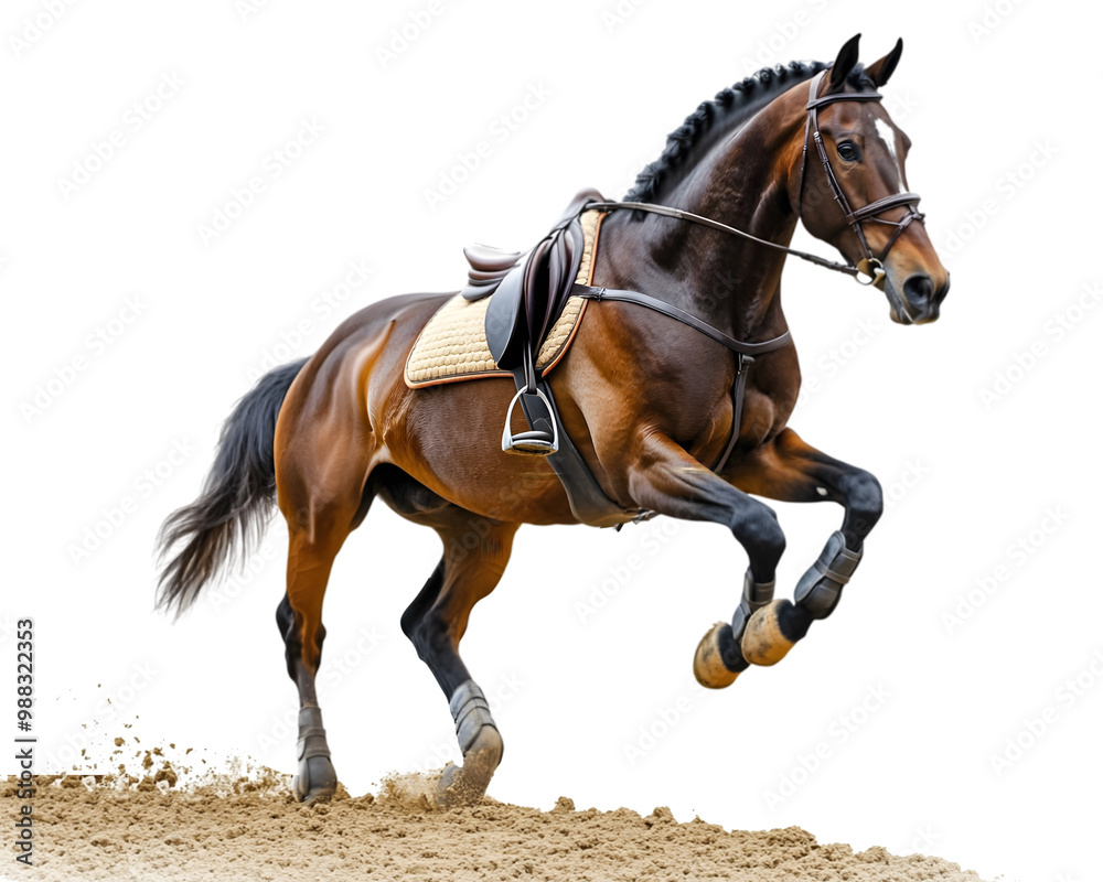 Horse in a trail riding competition on transparent background Horse in a trail riding competition on transparent background
