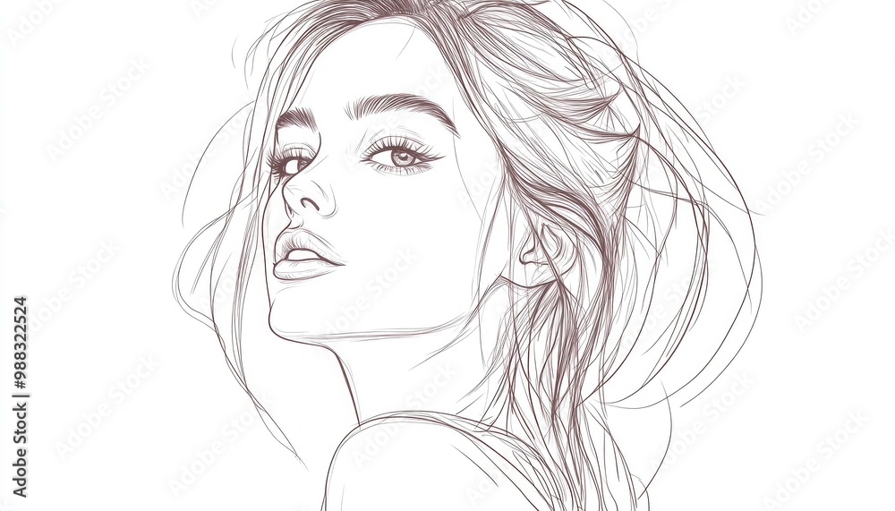Stylish hand drawn line art illustration featuring a young female model embodying fashion beauty fitness and sports Graphic sketch showcasing elegance and physicality Stylish hand drawn line art illustration featuring a young female model embodying fashion beauty fitness and sports Graphic sketch showcasing elegance and physicality