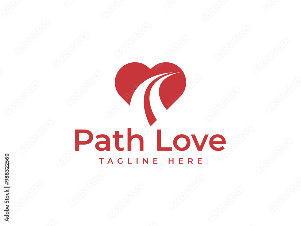 love path logo vector illustration. heart path logo template love path logo vector illustration. heart path logo template